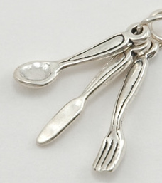 Silverware fork, spoon, knife, charm